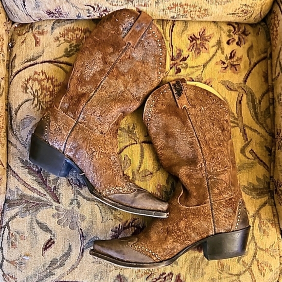 Grizzly Leather Snip Toe Cowboy Boot Ladies 9 1/2 - Picture 5 of 11